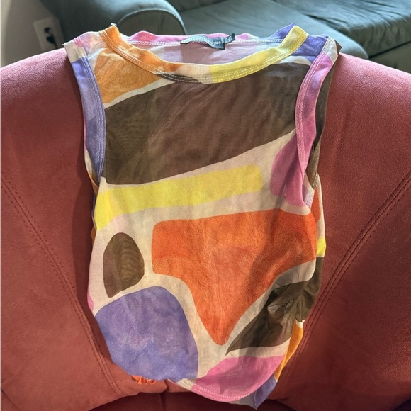 Pretty Little Thing Colorful Abstract Sleeveless Top - Picture 1 of 3